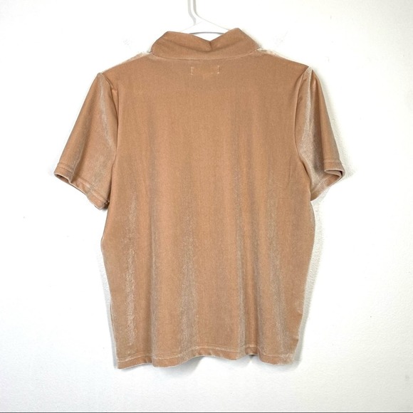 MADEWELL Velvet Mock Neck Tee Beige Cream Blogger Favorite Medium Boho Preppy - Picture 6 of 7